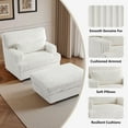 thumbnail image 4 of UIXE Oversized Chaise Lounge Chair Indoor with Ottoman, Solid Wood Frame Sofa Couch Chair for Living Room, Bedroom, Office, Beige, 4 of 7