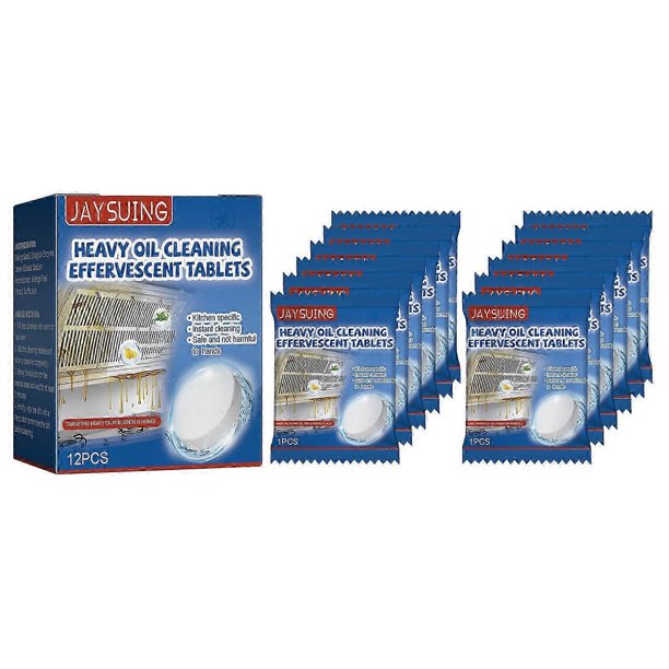 Tableta limpiadora de manchas de aceite de cocina Jaysuing, tableta efervescente para limpieza de manchas de aceite pesado, para campana extractora de cocina, 5 g, 12 unidades -8109486796604