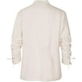 thumbnail image 3 of Men's Linen Long Sleeve Shirt Lace up V-Neck Viking Medieval Pirate Top, 3 of 7