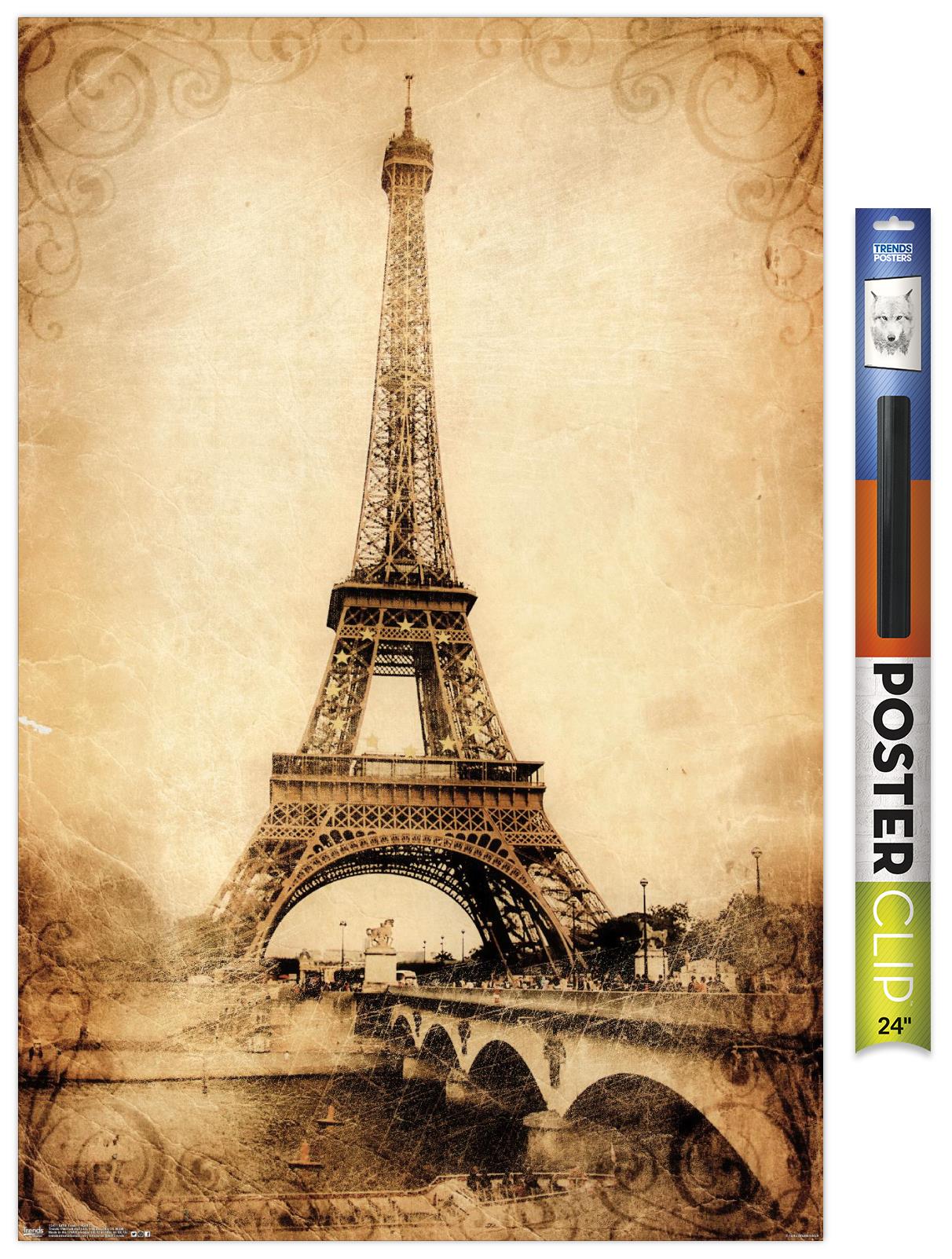 The Eiffel Tower Rustic Premium Poster and Poster Clip Bundle