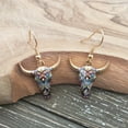 thumbnail image 2 of Besheek Gold Plated Multi-Color Cow Boho Beach Gala Style Dangle Earrings, 2 of 5