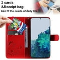 thumbnail image 4 of For Samsung S22 Case, Mantto PU Leather Cover with Cat Patterned Embossed Cute Painted Flip Wallet Card Case, With Kickstand Hand Strap Magnetic Closure Case For Samsung Galaxy S22, Red, 4 of 9