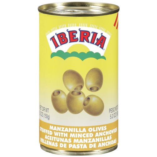 Iberia Manzanilla Olives Stuffed with Minced Anchovies, 5.2 Oz