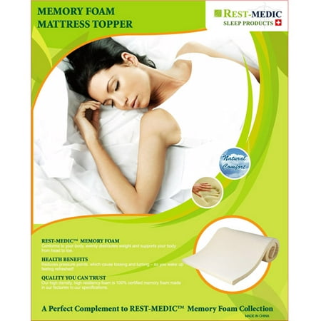 Rest-Medic 2 inch Memory Foam Mattress Topper, Queen, 2 inch