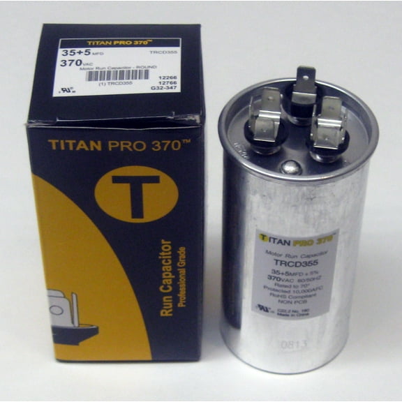 TitanPro TRCD355 HVAC Round Dual Motor Run Capacitor. 35/5 MFD/UF 370 Volts