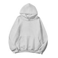 thumbnail image 4 of Landzoo Women Solid Color Basic Letter Loose Hoodie Sweatshirt Long Sleeve Pocket Drop Shoulder Pullovers Top Warm Breathable Women's Hoodie, 4 of 5