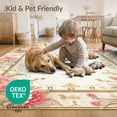 thumbnail image 4 of ODIKA 8'x10' Washable Area Rug Bathroom Boho Scroll Oushak Rectangular Delicate Vintage Border for Living Room, Under Sectional, Family , Durable, Non-Slip, 4 of 7