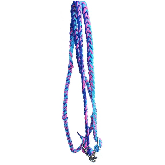 Horse Western 8' Long Nylon Braided Knotted Barrel Roping Reins Tack 607512