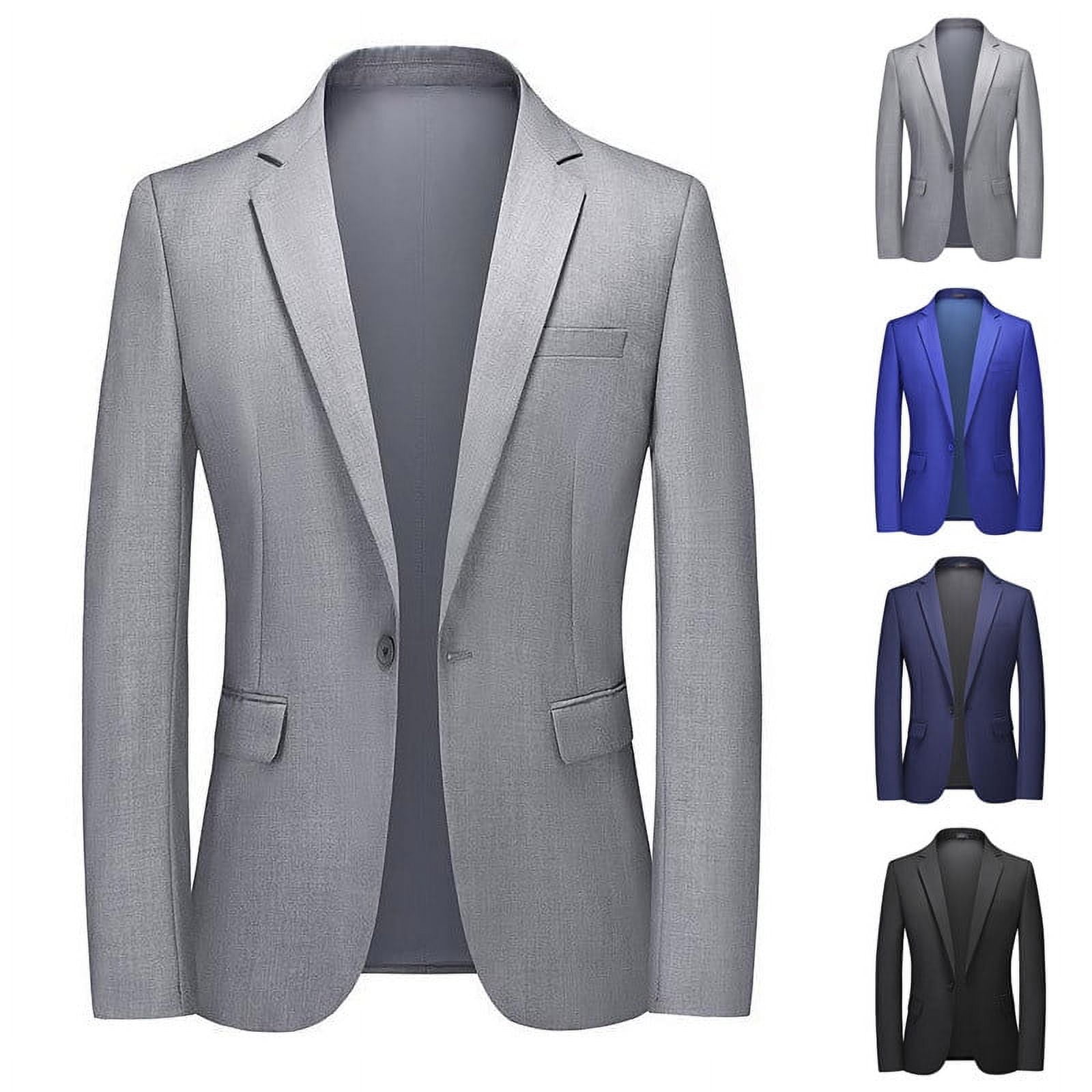 QZI Men's Blazer Slim Fit Formal Suit Jackets One Button
