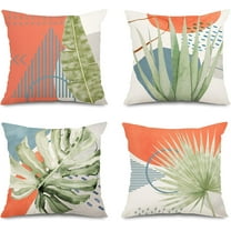 Mid Century Modern Botanical Throw Pillow Covers 18x18 Boho Abstract Art Geometric Pillow Covers Set of 4 Neutral for Couch Outdoor Decor
