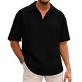 thumbnail image 2 of Dolkfu Collared Mens Shirts Cotton Linen Casual Golf Shirts Short Sleeve Mens Loose Pullover Polos L, 2 of 7