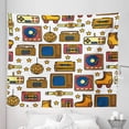 thumbnail image 1 of Vintage Tapestry, 90s Theme with Old Style House Devices Roller Skate Shoes Fun Dance Style Retro Pattern, Fabric Wall Hanging Decor for Bedroom Living Room Dorm, 5 Sizes, Mustard, by Ambesonne, 1 of 1
