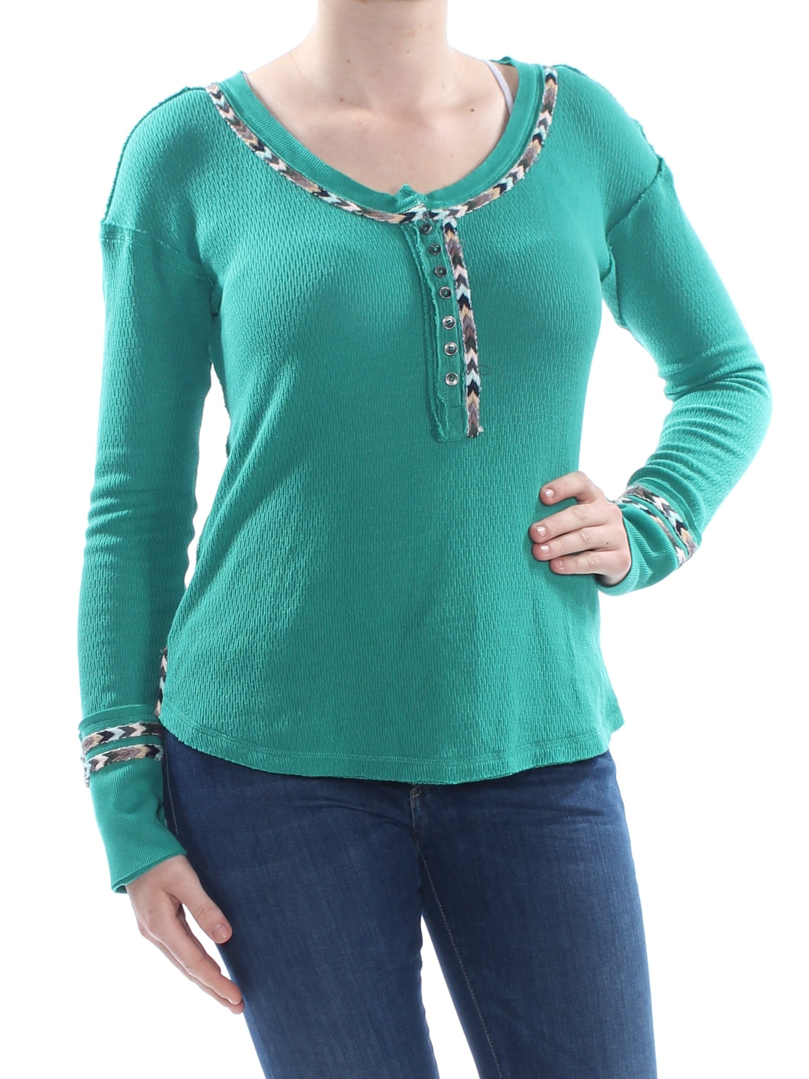 Free People Womens Embroidered Thermal 