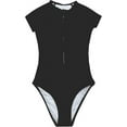 thumbnail image 2 of One Piece Swimsuit For Women High Neck Zipper Short Sleeve Bathing Suit, 2 of 3