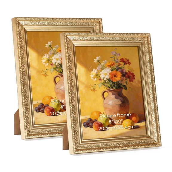 8x10 Picture Frames Set of 2, Chic Style Gold Photo Frame for Wall or Tabletop