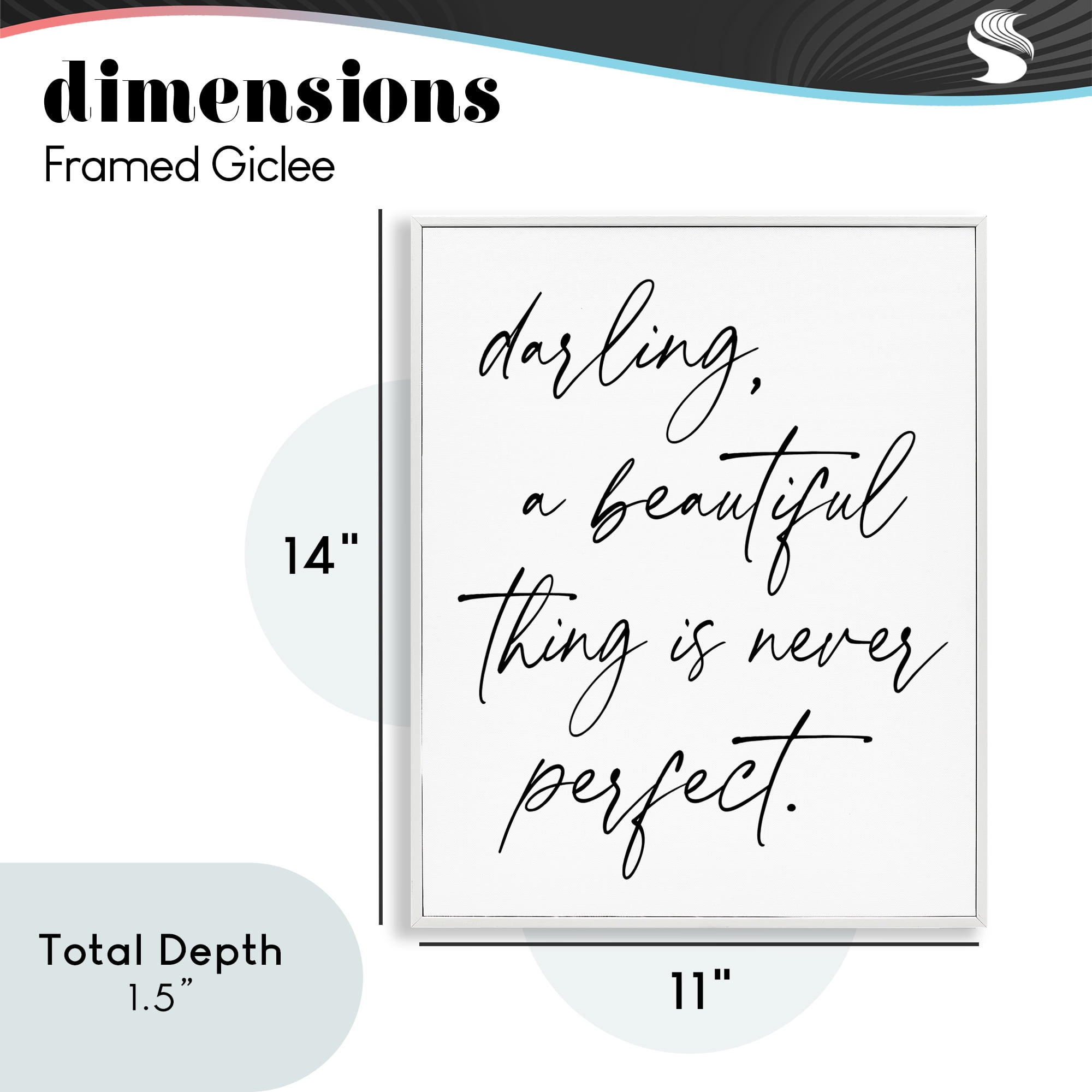 A Beautiful Thing Is Never Perfect White Framed Giclee Art, design by Lettered and Lined