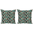 thumbnail image 1 of Ambesonne Teal Throw Pillow Cover 2 Pack, Chevron Herringbone Retro, 16", Multicolor, 1 of 2