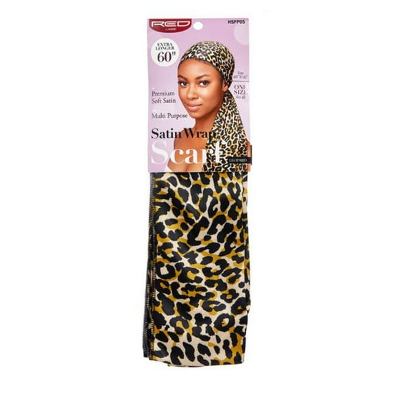 KISS - RED PREMIUM SILKY SATIN WRAP SCARF LUXURY 60 INCH (LEOPARD)