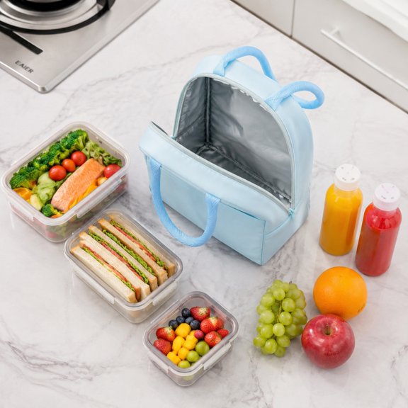 Kieccall Lunch Bag with Handle Portable Lunch Tote Bag for Work Picnic Food Storage Gift