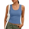 thumbnail image 5 of Lumtrix Womens Sleeveless Scoop Neck Built In Bra Tank Tops 2026 Summer Casual Basic Slim Fit Ribbed Knit Racerback Workout Cami Shirts Blue S, 5 of 5