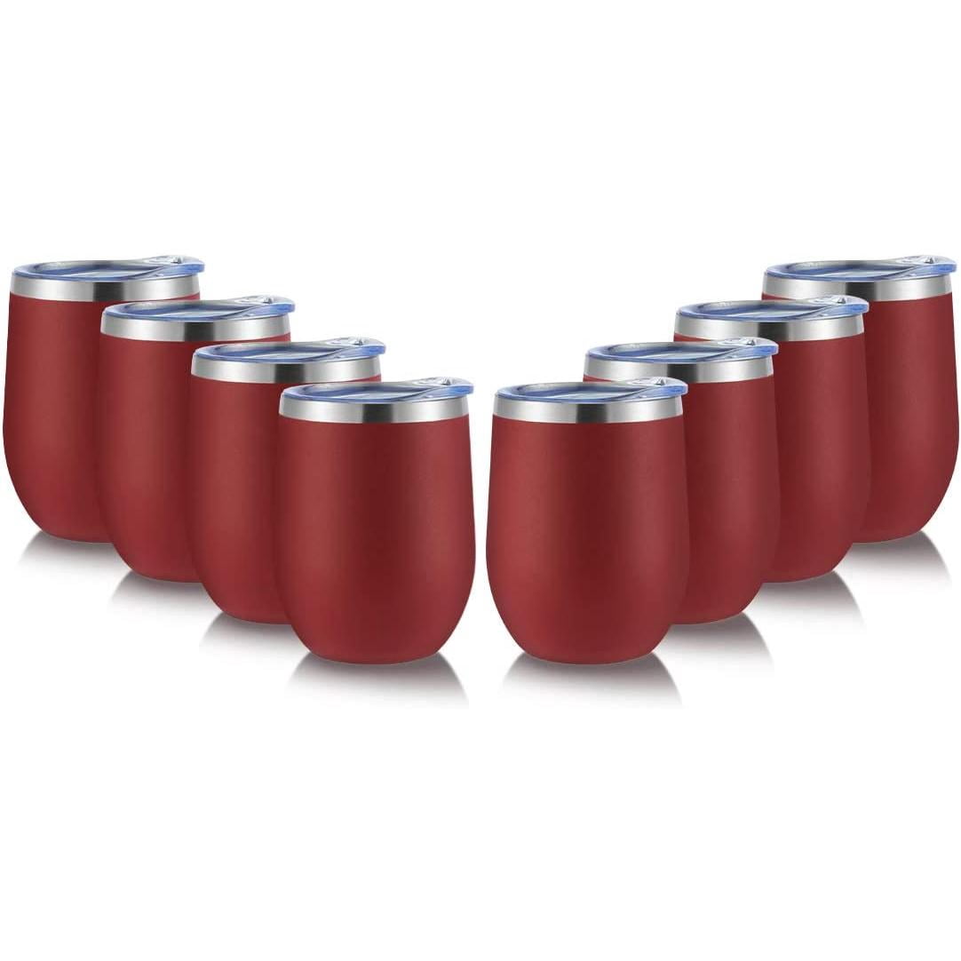 Stainless Steel Wine Tumbler Bulk with Lid, Insulated Tumblers Set