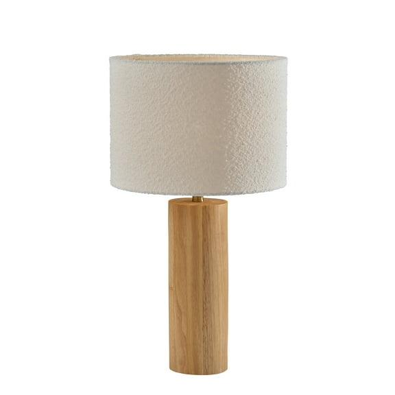 Adesso Brayden 28" 1-Light Natural Wood Table Lamp with Off-White Boucle Drum Shade