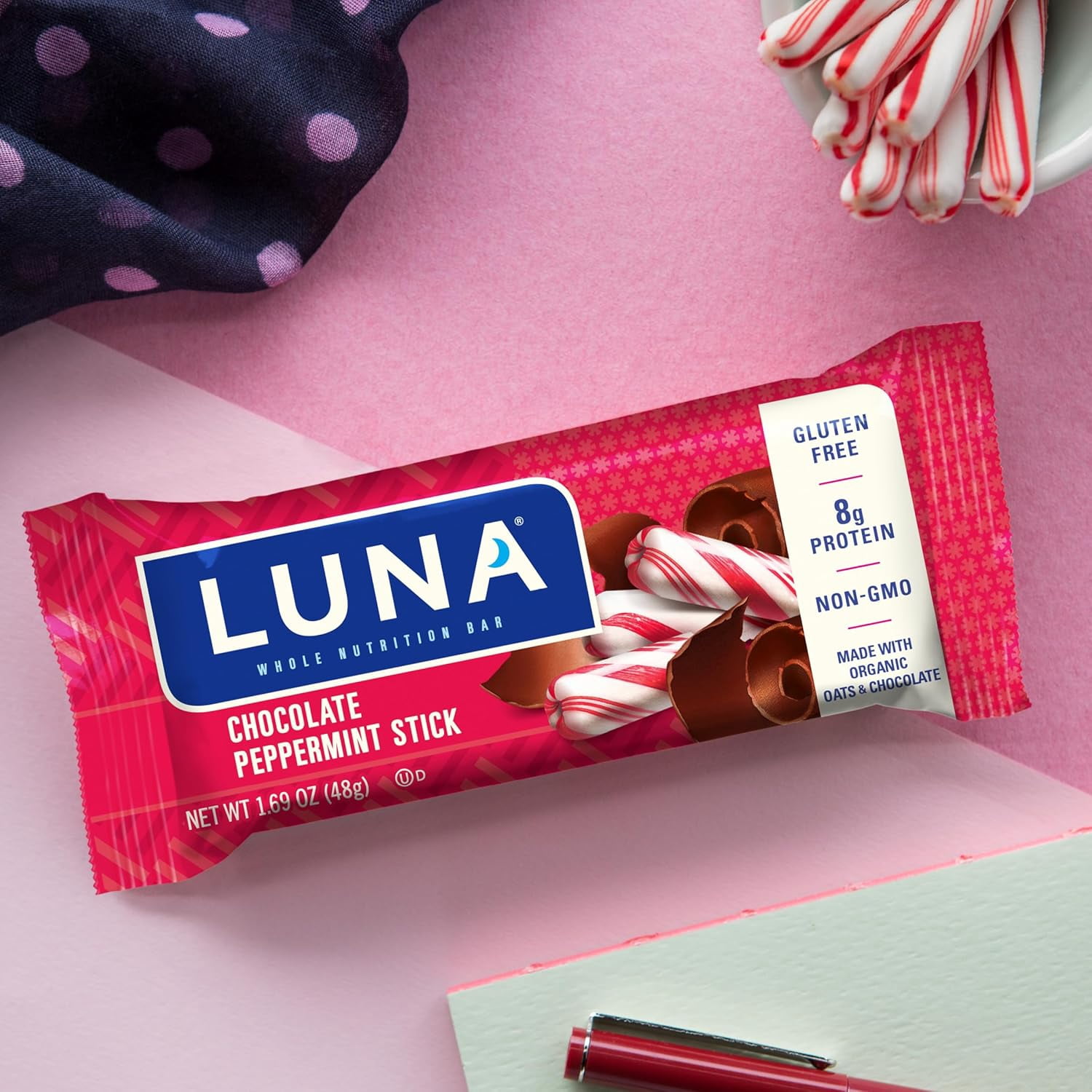 Luna Bar - Chocolate Peppermint Stick - Whole Nutrition Snack Bars - 1.69 oz (15 Count)