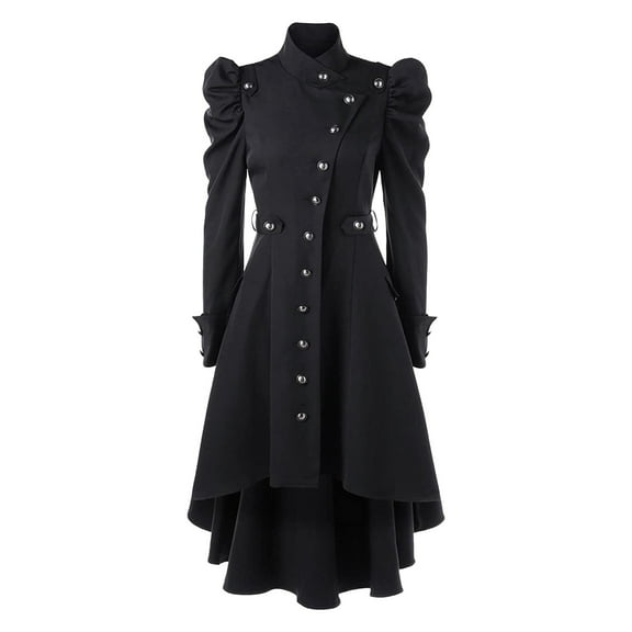 Daolelai Retro Stand Collar Slim British Style Mid-Length Women's Coat