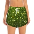 thumbnail image 2 of Yiaed Green Glitter Sparkle Print Women's Running Shorts with Liner 3 Zipper Pockets Elastic Workout Athletic Gym Yoga Shorts-X-Large, 2 of 7