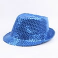 thumbnail image 2 of NoxwB Men's Vintage Sequins Bling Fedora Hat Sparkle Shining Bucket Cap Hat Navy 58CM, 2 of 5