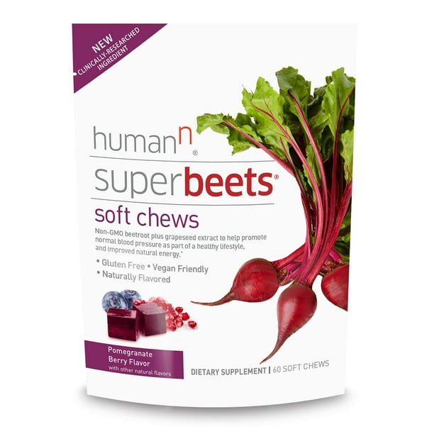 humanN SuperBeets Soft Chews Grape Seed Extract and NonGMO Beet Powder Helps Support Healthy