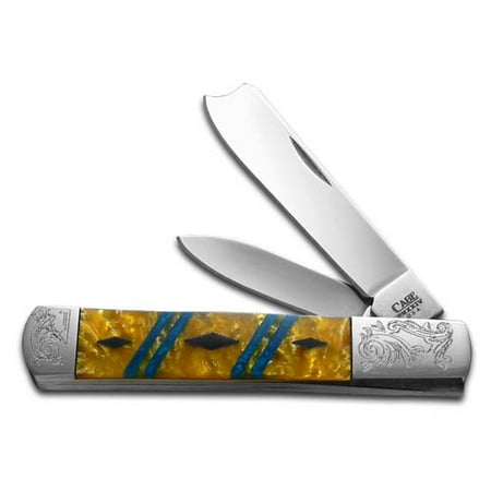 Case xx Knives Razor Jack Diamond Series 1/500 Butter Rum Corelon Blue Luster & Black Pearl Corelon Stainless Pocket Knife