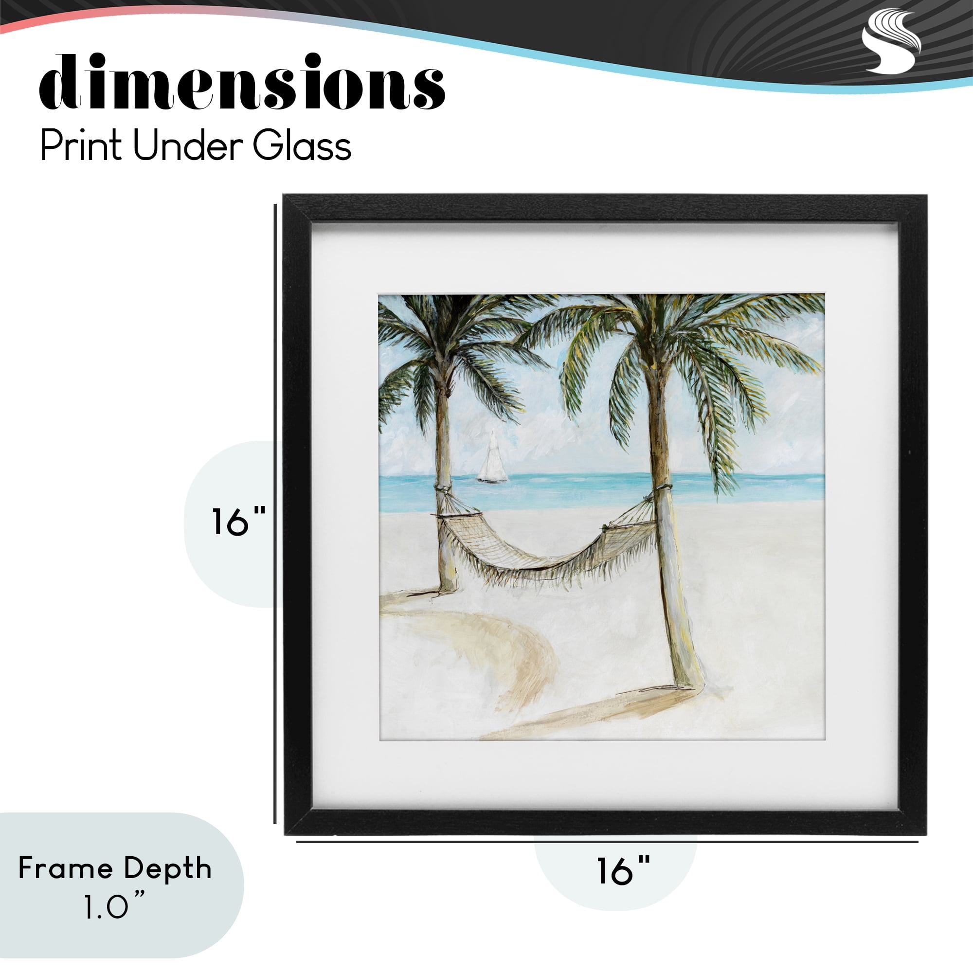Stupell Industries Beach Hammock Coastal Scene Black Framed Print Under Glass, design by Lorenzo Collective