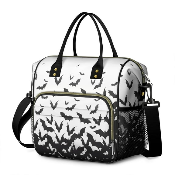 Halloween Bat Swarm Pattern Womens Lunch Box for Work,Insulated Large Lunch Bag for Tween and Teen,Loncheras Para Mujer,Leakproof Adult Lunch Bag for Work,Beach,Travel,Picnic,Camping