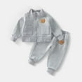 thumbnail image 2 of Swuxness Toddler Fleece Sets, Kids Fall Long Sets, Fall and Winter Children's Clothing Long Sleeved Collar Embroidered Teddy Bear Comfortable Warm Sports Gray, 2 Years, 2 of 5