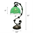 thumbnail image 5 of Tiffany Table Lamp Green Stained Glass Green Leaves Iron Metal Leaves Bronze Base Included LED Bulb for Living Room Dining Room Bedroom Bedside 21"H*11"W, 5 of 5
