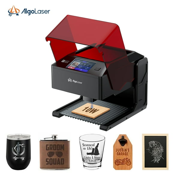 Algolaser Pixi 10W High Precision Laser Engraving Machine with 3" smart Screen Algosketch to diy text & Draw on glass, metal, wood, ceramic, and granite