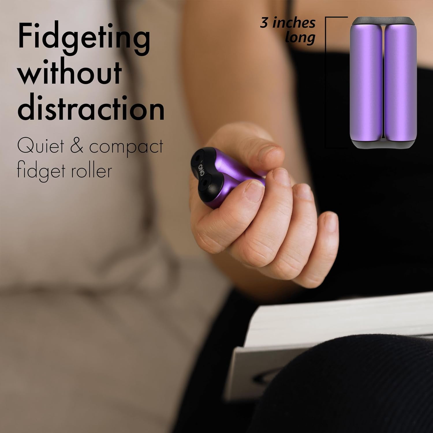 Purple Junior ONO Roller - Handheld Fidget Toy for Adults | Help Relieve Stress, Anxiety, Tension | Promotes Focus, Clarity | Compact, Portable Design