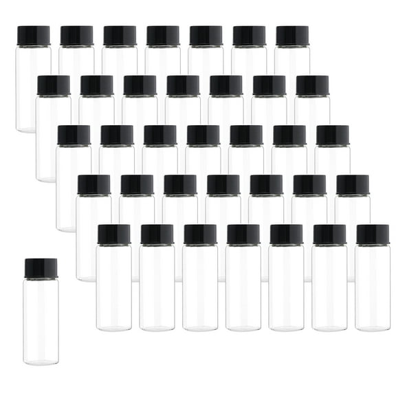 36 Pack 15ml Glass Sample Vials with lid (Black cap)