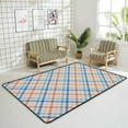 thumbnail image 4 of Dreamtimes Lightweight Soft Area Rugs Orange Blue Tartan Plaid Floor Carpet Mat for Kids Playing Room Hardwood Floor Living Room 63x48in, 4 of 6