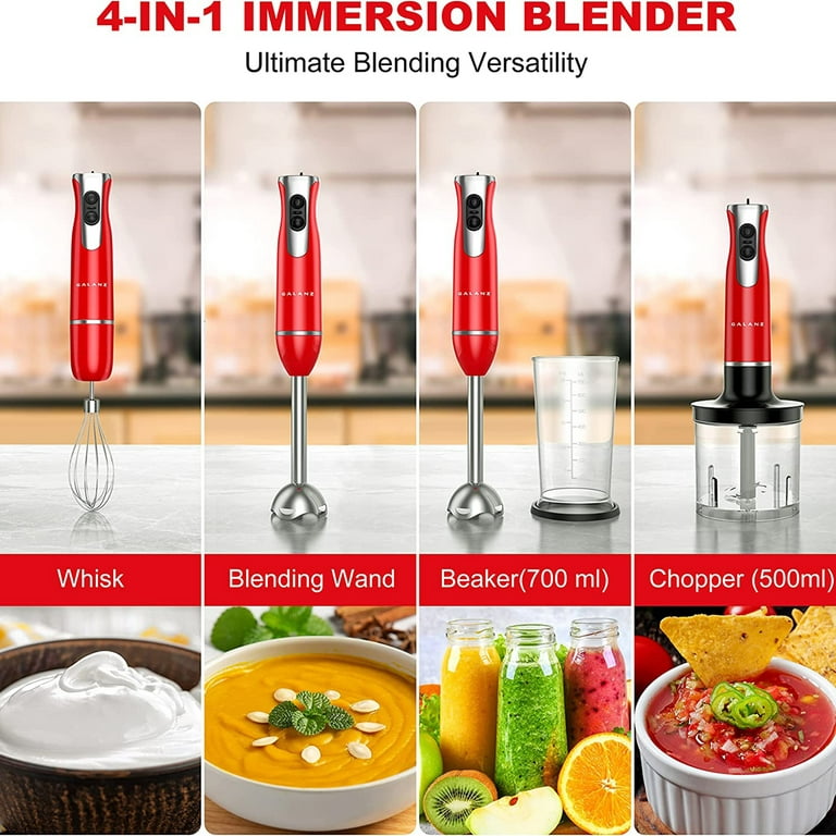 Hand Immersion Blender, Handheld Blender, 4-In-1 Hand Blender with