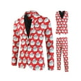 thumbnail image 2 of Franhais Men Christmas 3Pcs Suit Cartoon Print Long Sleeve Single Breasted Jacket with Vest Pants, 2 of 9