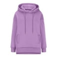 thumbnail image 6 of Women's Long Sleeve Oversized Pullover Sweatshirt Solid Color Hoodie with Pockets Fall Winter Clothes for Women (Purple M), 6 of 8