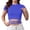Blue, variant on yunLCZ Basic T Shirts Going Out Tops For Women Cropped Tie Front Petite Summer High Neck Short Sleeve Tops Sexy T Shirts Work Out Outfits Women's Short Sleeve Shirts Black L