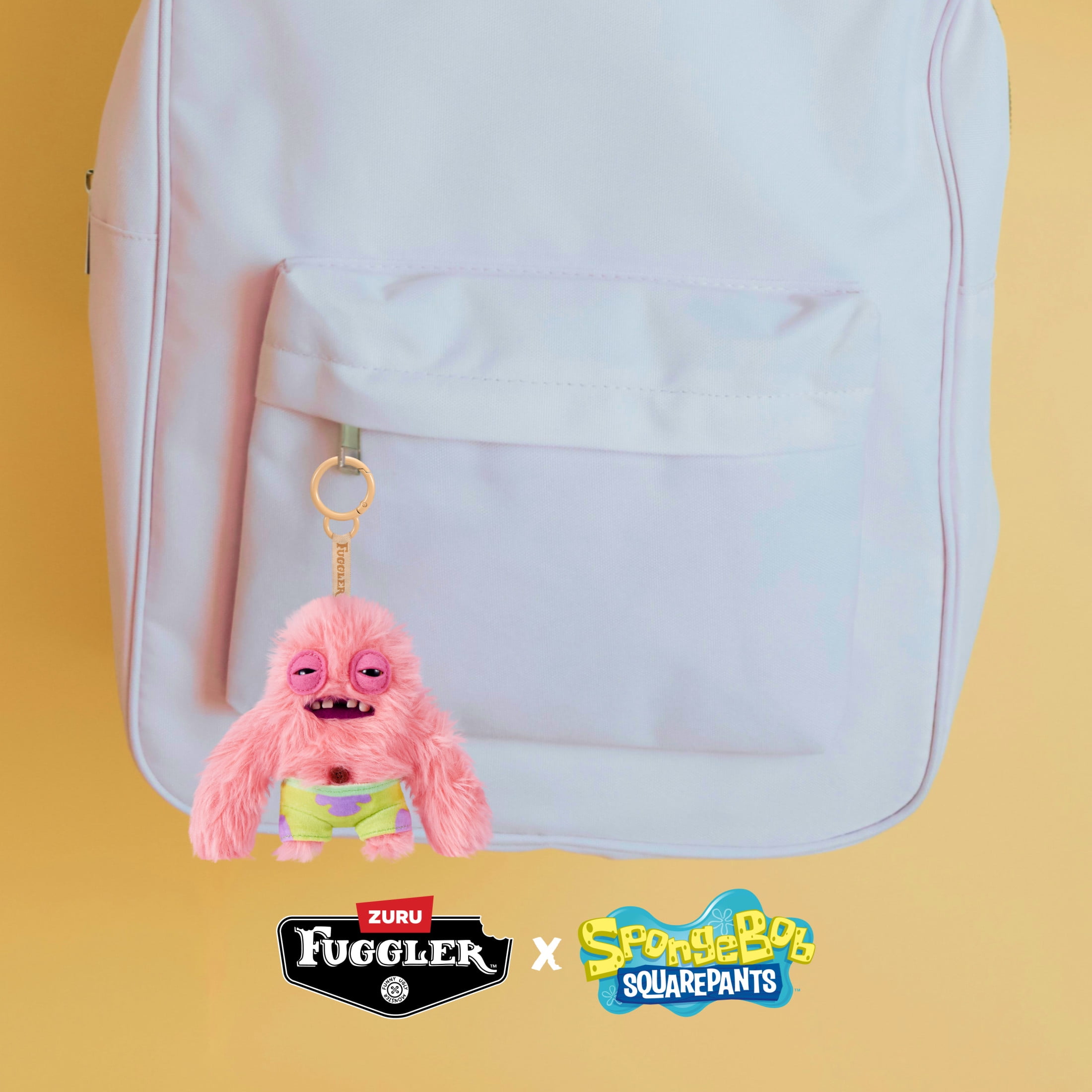 Fuggler SpongeBob Key Rings 5 inch (Patrick Star), Funny Ugly Monster Plush Keychain by ZURU
