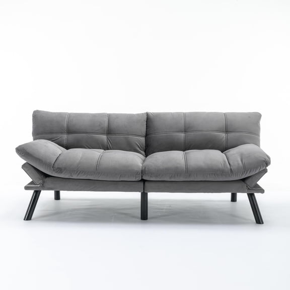Convertible Folding Sofa Bed, Adjustable Armrest and Backrest, Light Gray, 70.87 Inch Length, Upholstered Fabric, 2-Seater, Modern Design for Small Living Room Bedroom Apartment Office