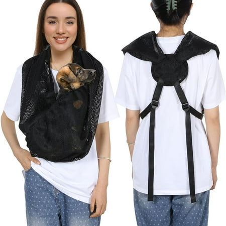 Hgudesign Mesh Pet Sling Carrier for Small Dog  Double Shoulder Strap Dog Carrier Sling Hands Free Sling  Puppy Pouch Travel Safe Sling Bag for Small & Medium Dogs  s  Pets