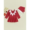 thumbnail image 4 of CIYCuIT Kids Baby Girls Christmas Dress Red Long Sleeve A-line Dress with Santa Hat Toddler Casual Cute Princess Dress for Party 6M 12M 18M 24M 3T 4T, 4 of 9