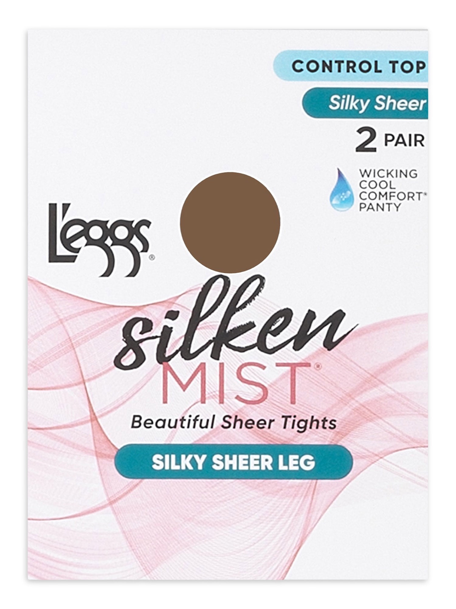 Hanes L'Eggs Silken Mist Silky Sheer Leg Control Top Sheer Toe Pantyhose, 2 Pair