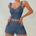 thumbnail image 2 of FAIWAD Womens Pajama Sets 2 Piece Cute Crop Cami Tops and Shorts Ribbed Sets Lace Nightwear, 2 of 4